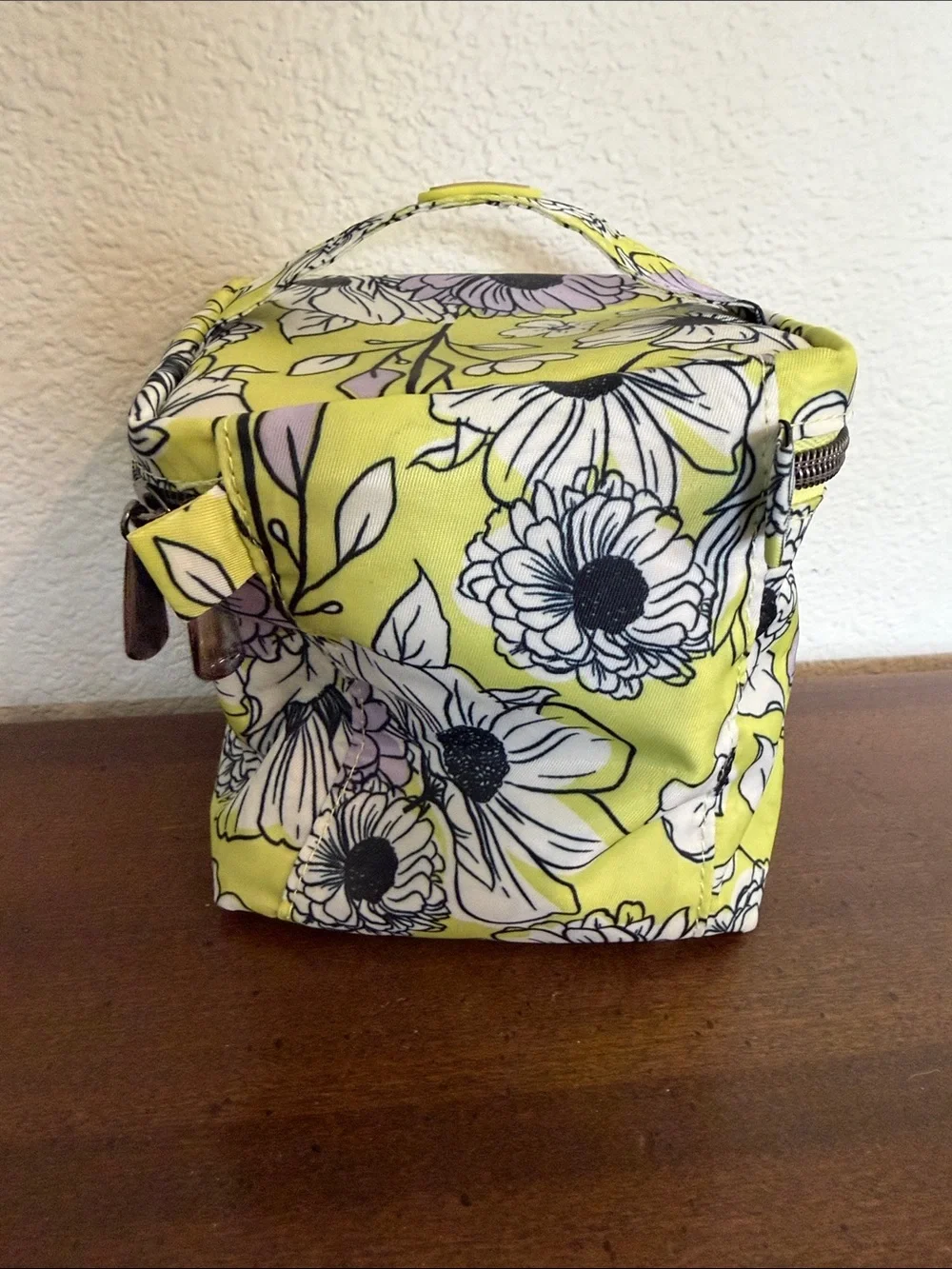 Lug Box Top Floral Zip Around Cosmetic Case Organizing Storage Pouch